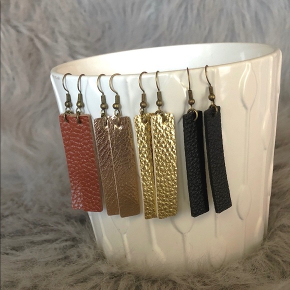 SOLD OUT Metallic Copper faux Leather Earrings - Picture 2 of 3